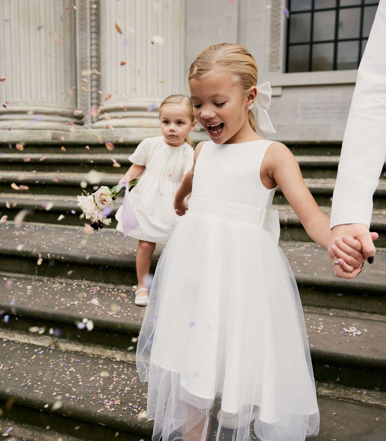 |Niña| Vestido de Dama de Honor - Blanco Crudo (3 meses a 16 años)