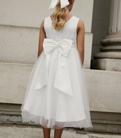 |Niña| Vestido de Dama de Honor - Blanco Crudo (3 meses a 16 años)