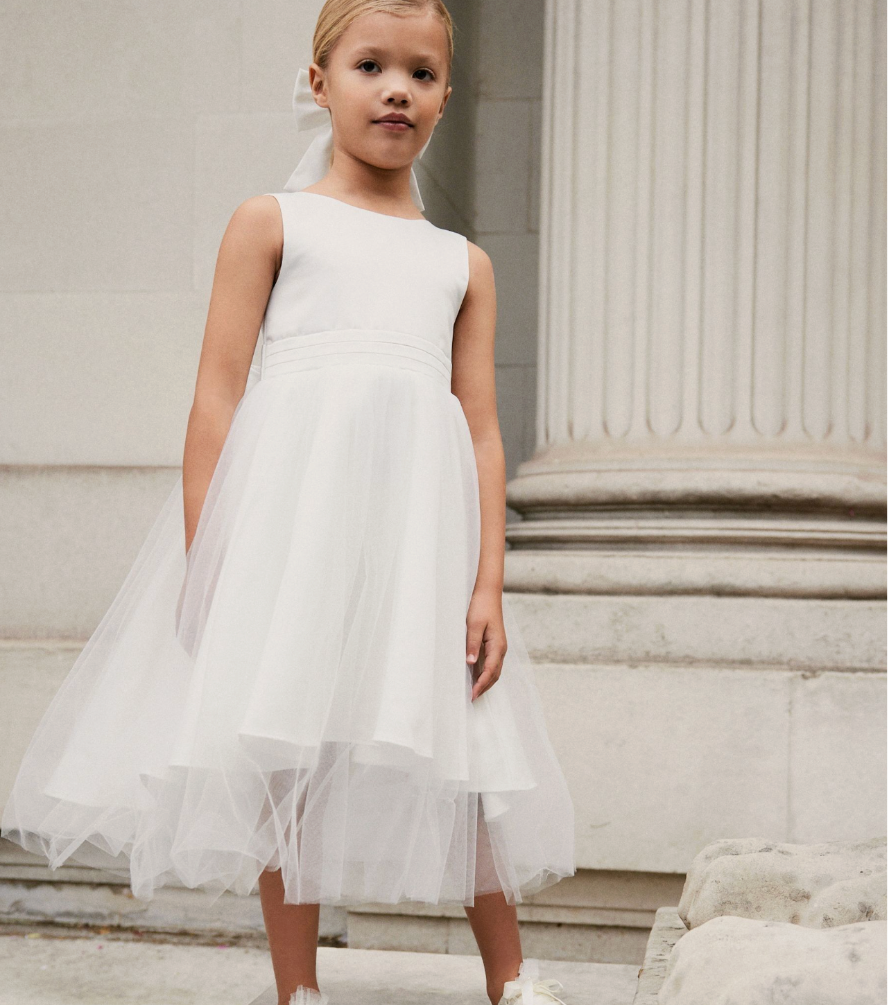 |Niña| Vestido de Dama de Honor - Blanco Crudo (3 meses a 16 años)