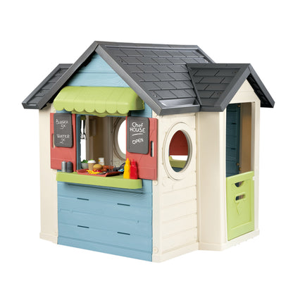 Smoby Life Chef House Kids Outdoor Playhouse with Kitchen, Market, Cash Register, Oven, Sink & Accessories