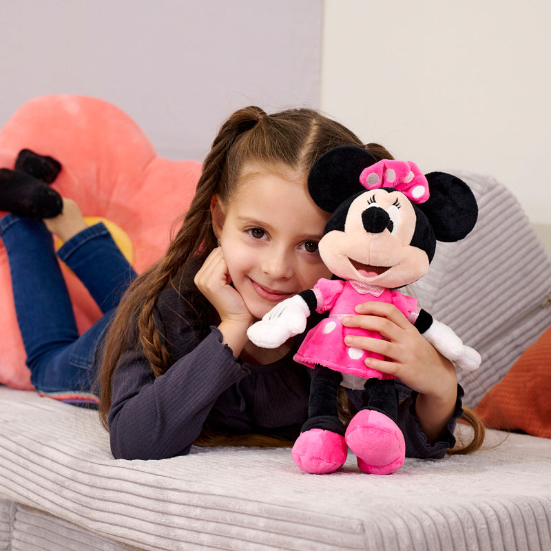 Disney Pelúcia Classic Minnie Mouse 25 cm | Brinquedo de pelúcia macio e fofinho | Vestido rosa de bolinhas | Presente para crianças e fãs