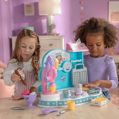 Gabby" Conjunto de Brinquedo de Faz de Conta "Fábrica de Sorvete da com 20 Acessórios e Brinquedo de Máquina de Waffle