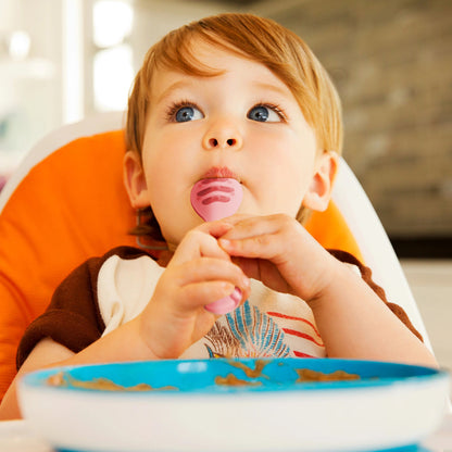 Munchkin Colheres Gentle Dip Multistage First, rosa e roxa, pacote com 3 unidades.