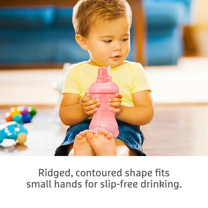 Munchkin Copo com canudo Mighty Grip rosa e verde, pacote com 3 unidades, 300ml