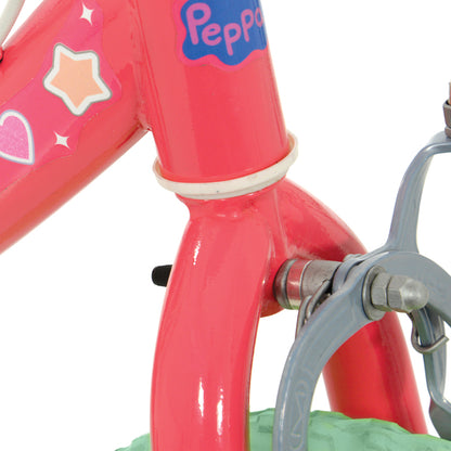 Peppa PigBicicleta Infantil  de 12 Polegadas – Quadro de Aço, Pneus de EVA, Freios Dianteiro e Traseiro, Cestinha e Selim Ajustável