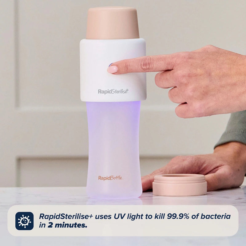 Nuby Mamadeiras de Vidro Revestidas de Silicone RapidBottle Bege 270ml (Kit com 2) | Livres de BPA e com Bicos de Fluxo Lento