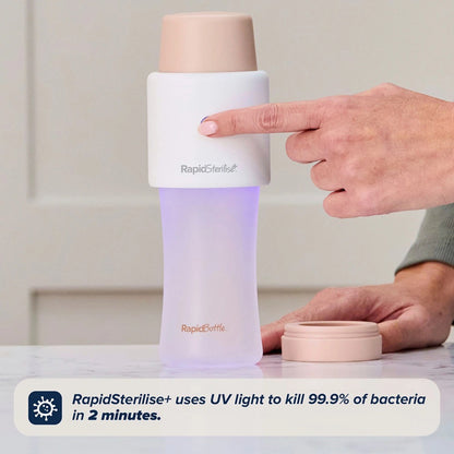 Nuby Mamadeiras de Vidro Revestidas de Silicone RapidBottle Bege 270ml (Kit com 2) | Livres de BPA e com Bicos de Fluxo Lento