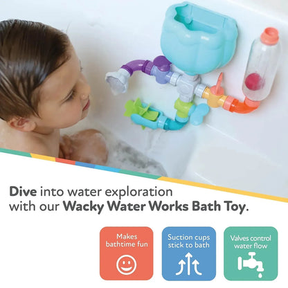 Nuby Copos Wacky Water Works para fixar o brinquedo com segurança na banheira.