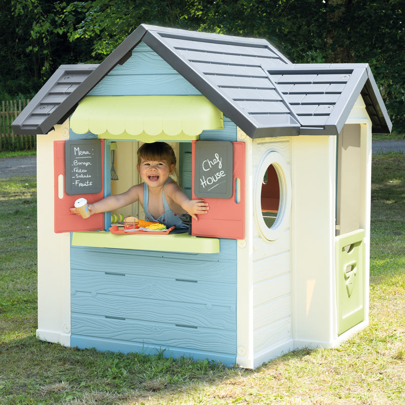 Smoby Life Chef House Kids Outdoor Playhouse with Kitchen, Market, Cash Register, Oven, Sink & Accessories