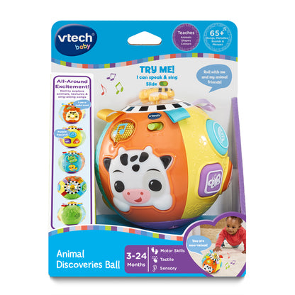VTech Bola de Brinquedo Animal Discoveries com Sensor de Movimento, Sons, Texturas, Habilidades Motoras, Formas e Cores