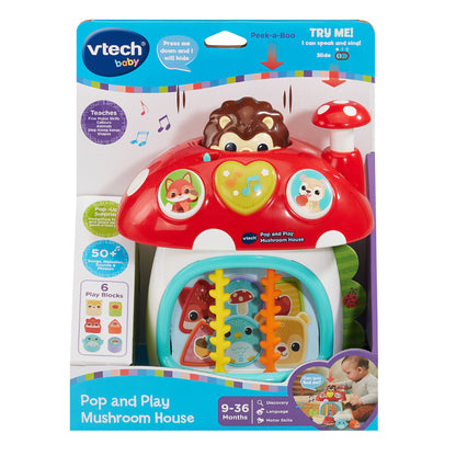 VTech Casinha de cogumelo Pop and Play com ouriço-cacheiro para brincar de esconde-esconde em uma floresta encantadora.