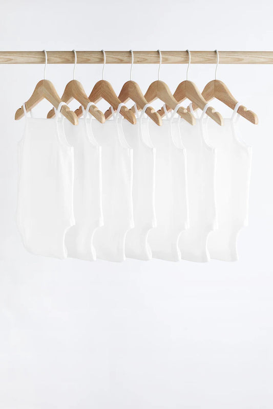 |BabyGirl| Body Branco Com Tiras Para Bebê Com 7 Unidades