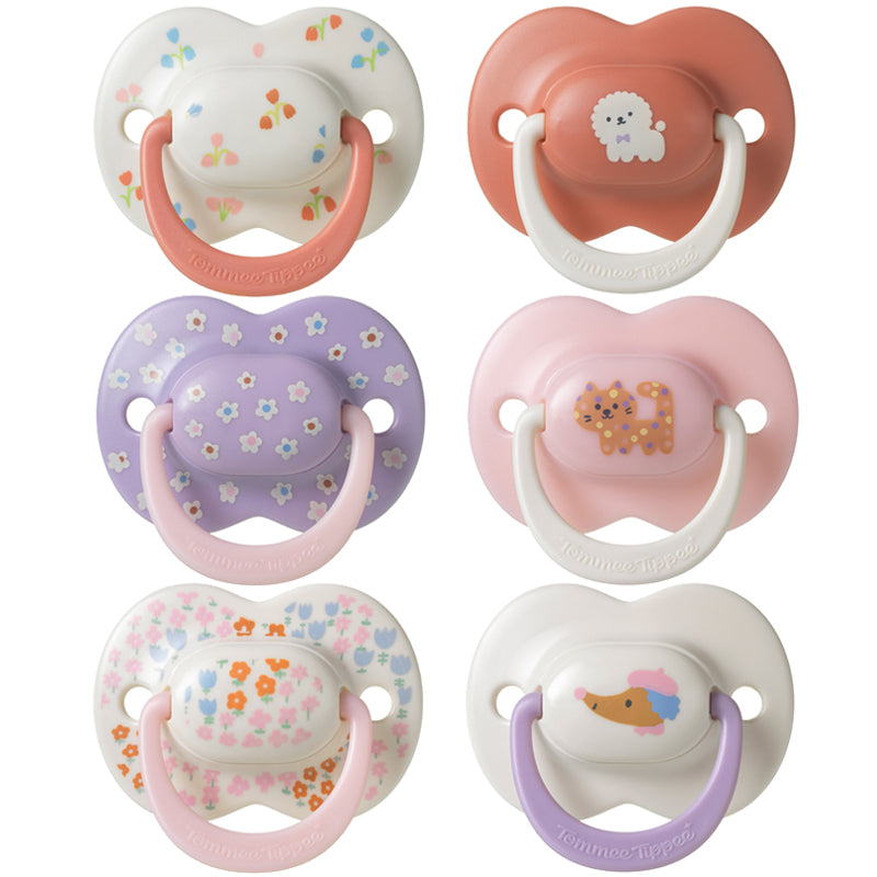 Tommee Tippee Chupeta Ultimate Fit para meninas de 6 a 18 meses (2 unidades) com alça compatível com prendedor de chupeta