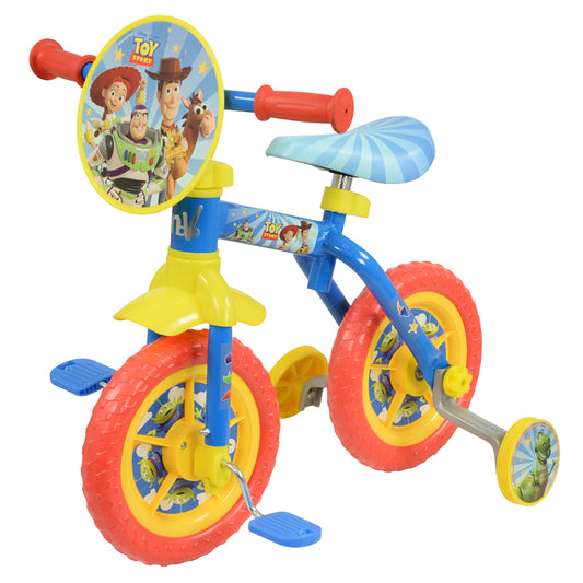 Toy Story Bicicleta de Treinamento 2 em 1  de 10 Polegadas para Crianças – Bicicleta com Pedais e Rodinhas + Modo de Bicicleta de Equilíbrio