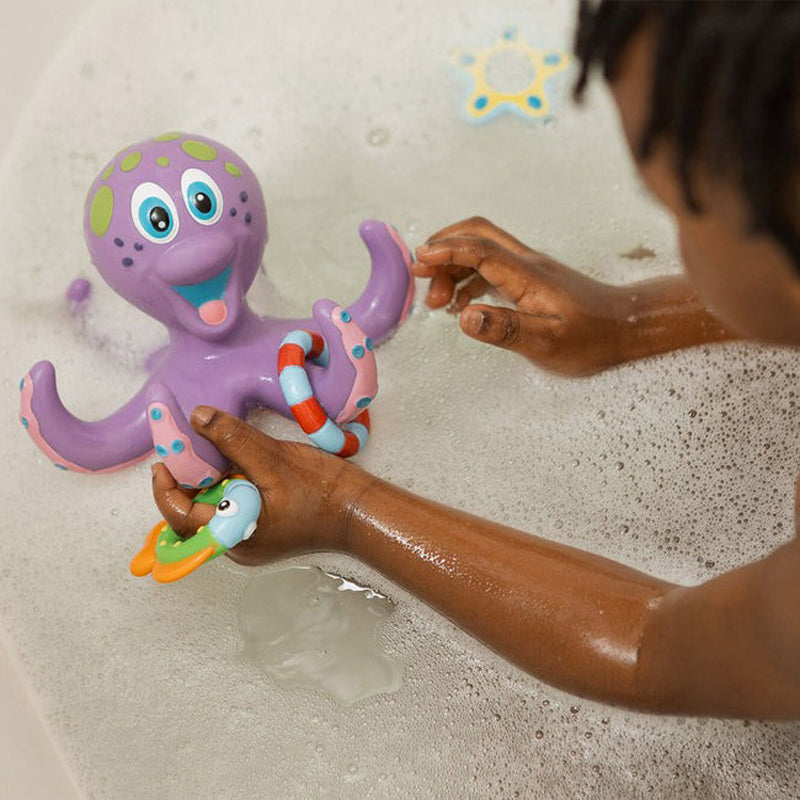 Nuby Brinquedo de Banho Polvo Flutuante com Argolas | Jogo Aquático Divertido para Bebês e Crianças | Brinquedo para a Hora do Banho