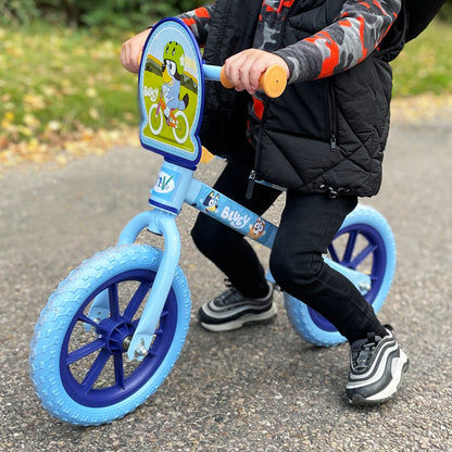 Bluey Bicicleta de Equilíbrio de 12 polegadas com rodas de LED – Estrutura de aço, pneus à prova de furos e altura do assento ajustável