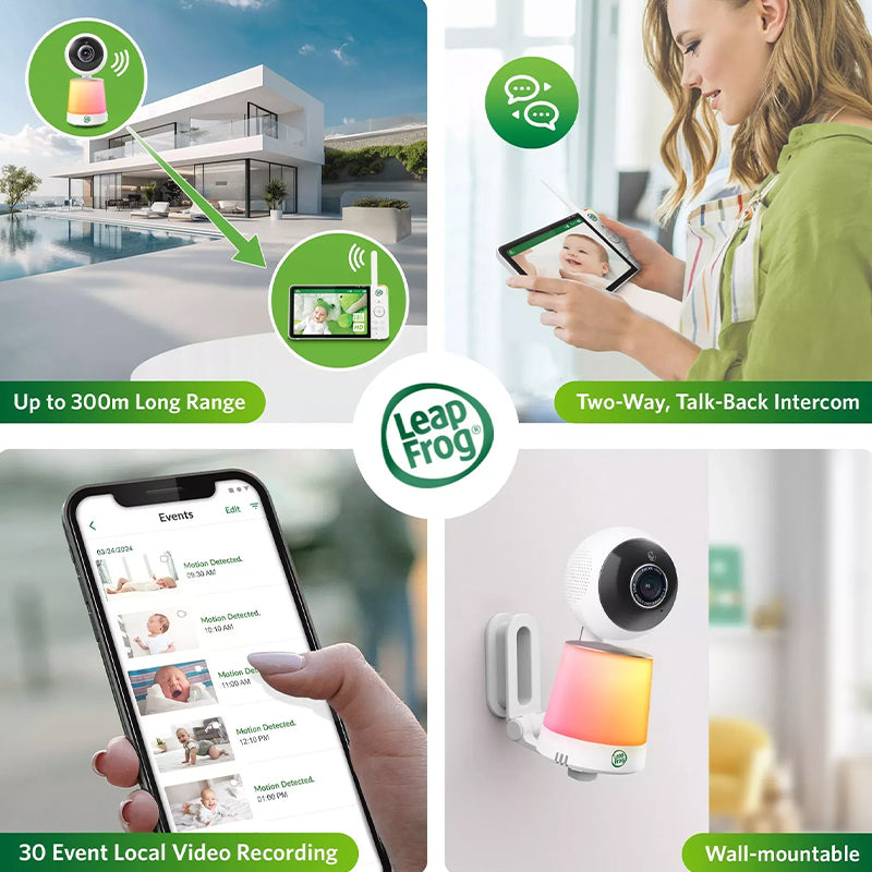 LeapFrog Monitor de vídeo inteligente para bebês LF4917HD de 7 polegadas