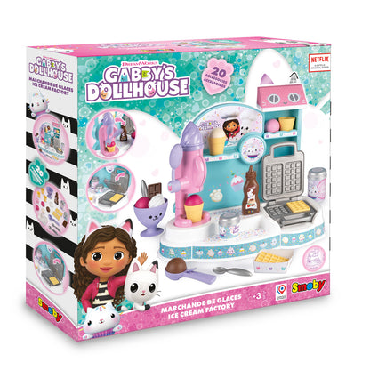 Gabby" Conjunto de Brinquedo de Faz de Conta "Fábrica de Sorvete da com 20 Acessórios e Brinquedo de Máquina de Waffle