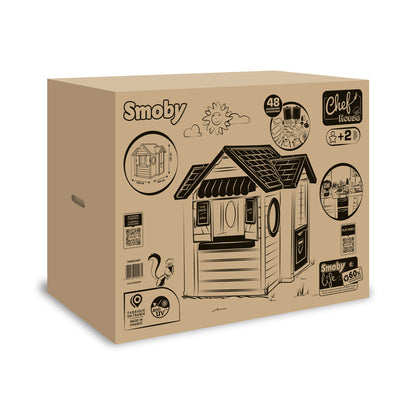 Smoby Life Chef House Kids Outdoor Playhouse with Kitchen, Market, Cash Register, Oven, Sink & Accessories