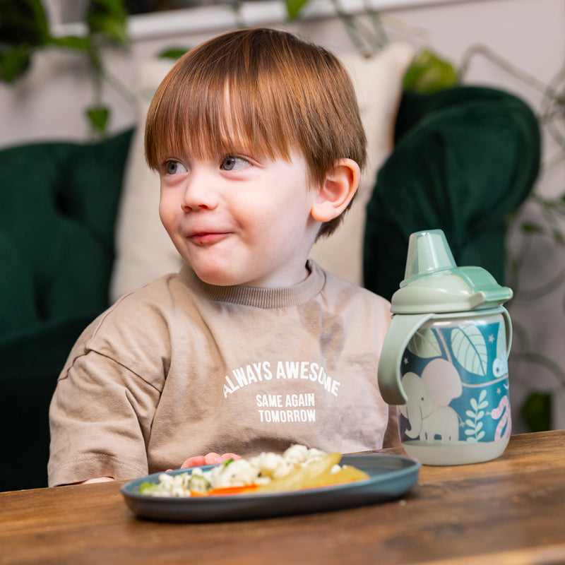 Vital Baby Copo térmico Hydrate Easy Sipper com estampa de selva que brilha no escuro, 350ml