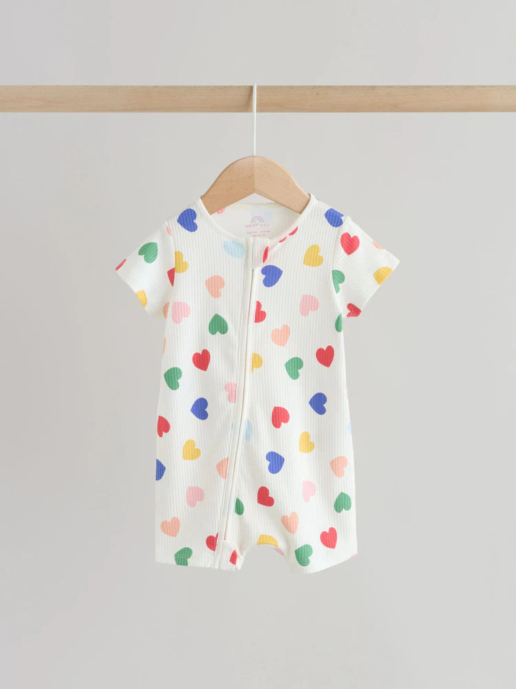 |BabyGirl| Conjunto Com 3 Macacões Para Bebês Com Zíper Duplo Nas Cores Branco, Azul e vermelho (0 meses a 3 anos)