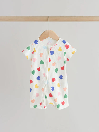 |BabyGirl| Conjunto Com 3 Macacões Para Bebês Com Zíper Duplo Nas Cores Branco, Azul e vermelho (0 meses a 3 anos)