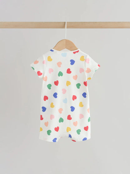 |BabyGirl| Conjunto Com 3 Macacões Para Bebês Com Zíper Duplo Nas Cores Branco, Azul e vermelho (0 meses a 3 anos)