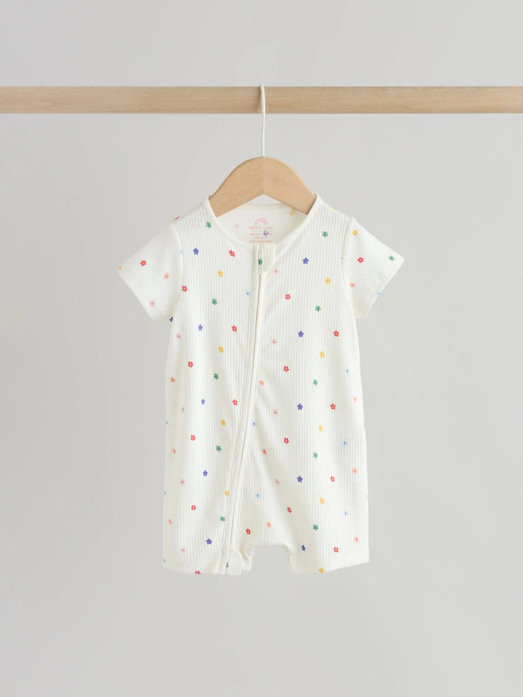 |BabyGirl| Conjunto Com 3 Macacões Para Bebês Com Zíper Duplo Nas Cores Branco, Azul e vermelho (0 meses a 3 anos)