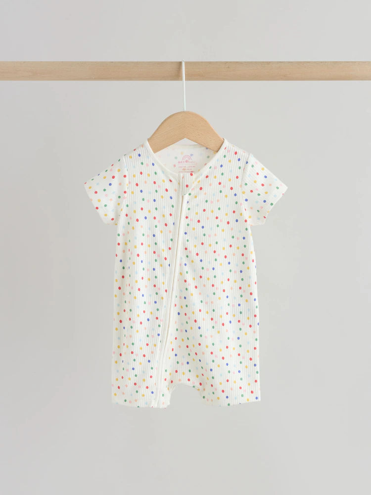 |BabyGirl| Conjunto Com 3 Macacões Para Bebês Com Zíper Duplo Nas Cores Branco, Azul e vermelho (0 meses a 3 anos)