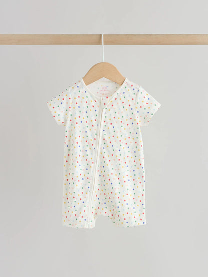 |BabyGirl| Conjunto Com 3 Macacões Para Bebês Com Zíper Duplo Nas Cores Branco, Azul e vermelho (0 meses a 3 anos)