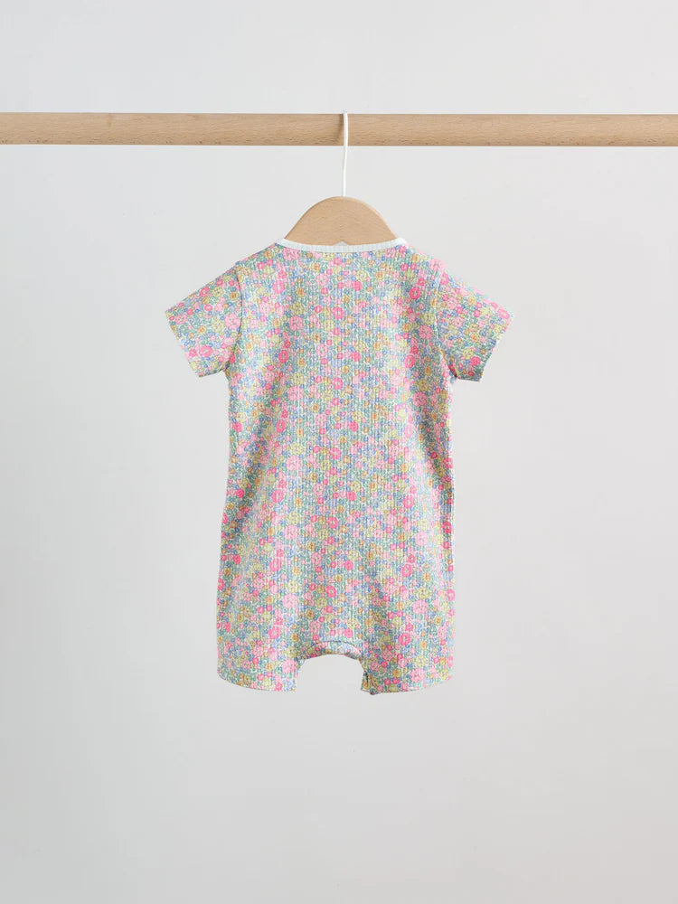 |BabyGirl| Conjunto Com 3 Macacões Para Bebê Rosa/Amarelo Com Zíper Duplo (0 meses a 3 anos)