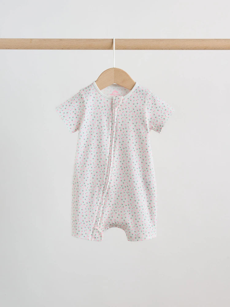 |BabyGirl| Conjunto Com 3 Macacões Para Bebê Rosa/Amarelo Com Zíper Duplo (0 meses a 3 anos)