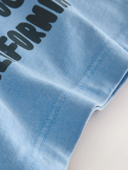 |Boy| Camiseta De Manga Curta Com Estampa "Brisa Do Oceano" Em Azul Lavado (3 meses a 7 anos)