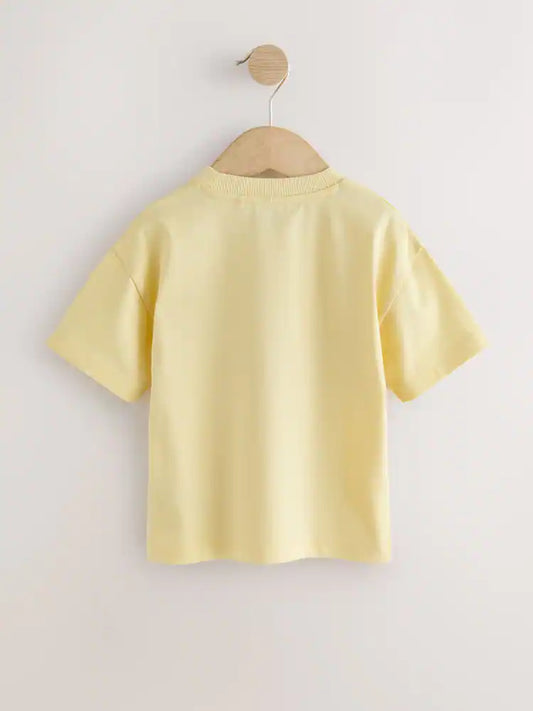 |Boy| Camiseta Amarela Lisa De Manga Curta (3 meses a 7 anos)