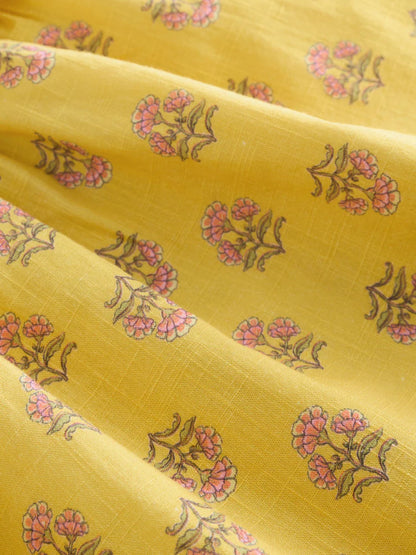 |Girl| Vestido Peplum Sem Mangas Com Estampa Xilogravura Amarela (3 meses a 8 anos)