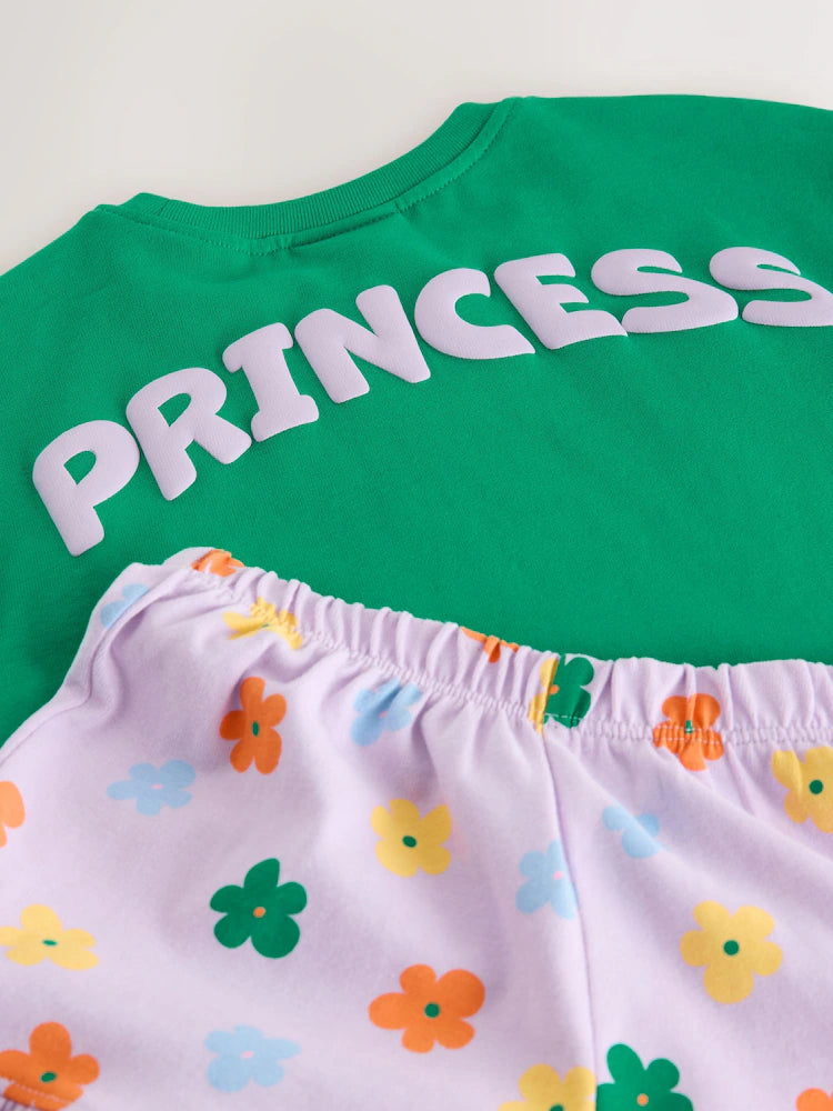 |Girl| Conjunto de Short Verde Princesas da Disney (3 meses a 7 anos)