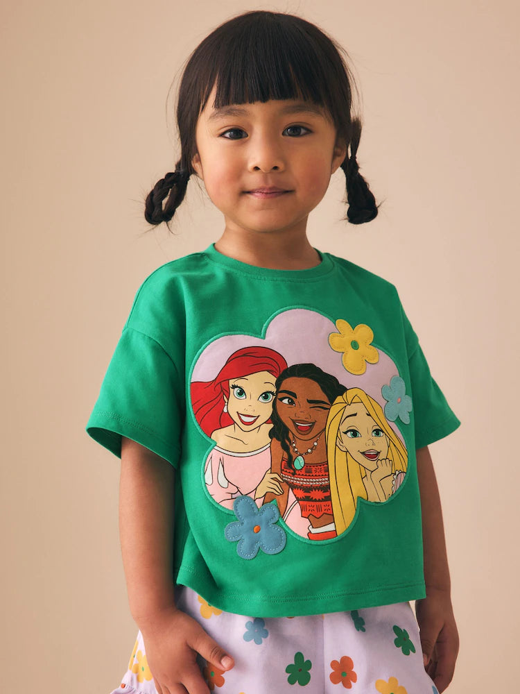 |Girl| Conjunto de Short Verde Princesas da Disney (3 meses a 7 anos)