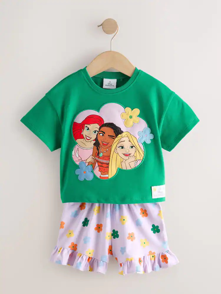 |Girl| Conjunto de Short Verde Princesas da Disney (3 meses a 7 anos)