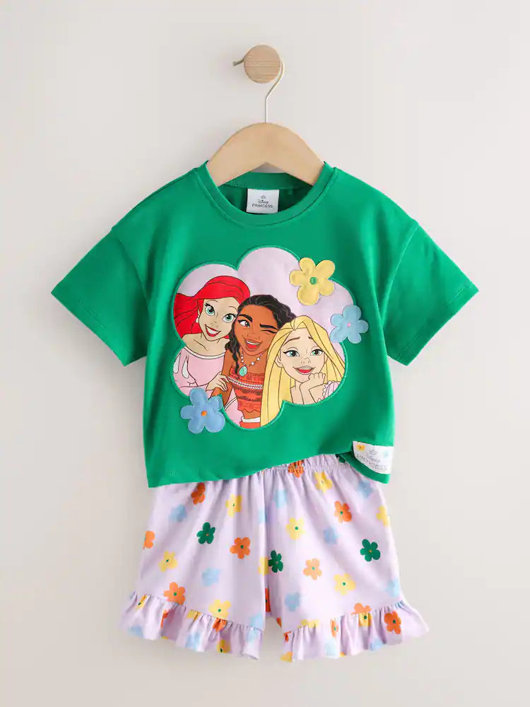 |Girl| Conjunto de Short Verde Princesas da Disney (3 meses a 7 anos)