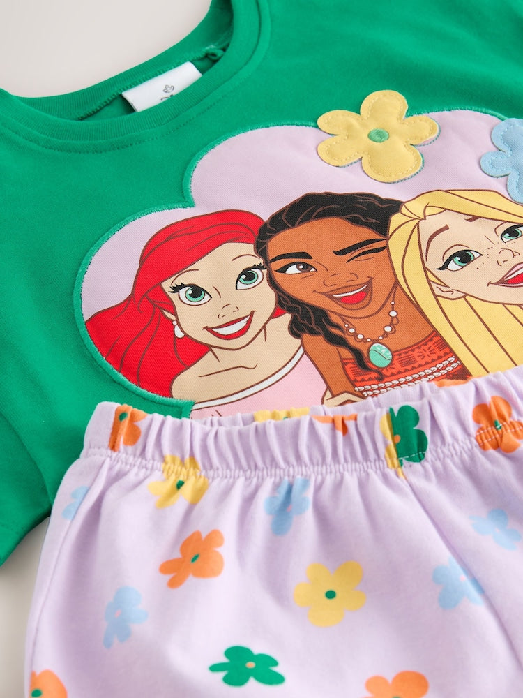 |Girl| Conjunto de Short Verde Princesas da Disney (3 meses a 7 anos)