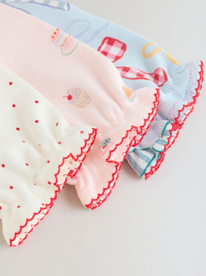 |BabyGirl| Kit Com 3 Macacões Para Bebé (Azul/Rosa) – 0 Meses Aos 2 Anos