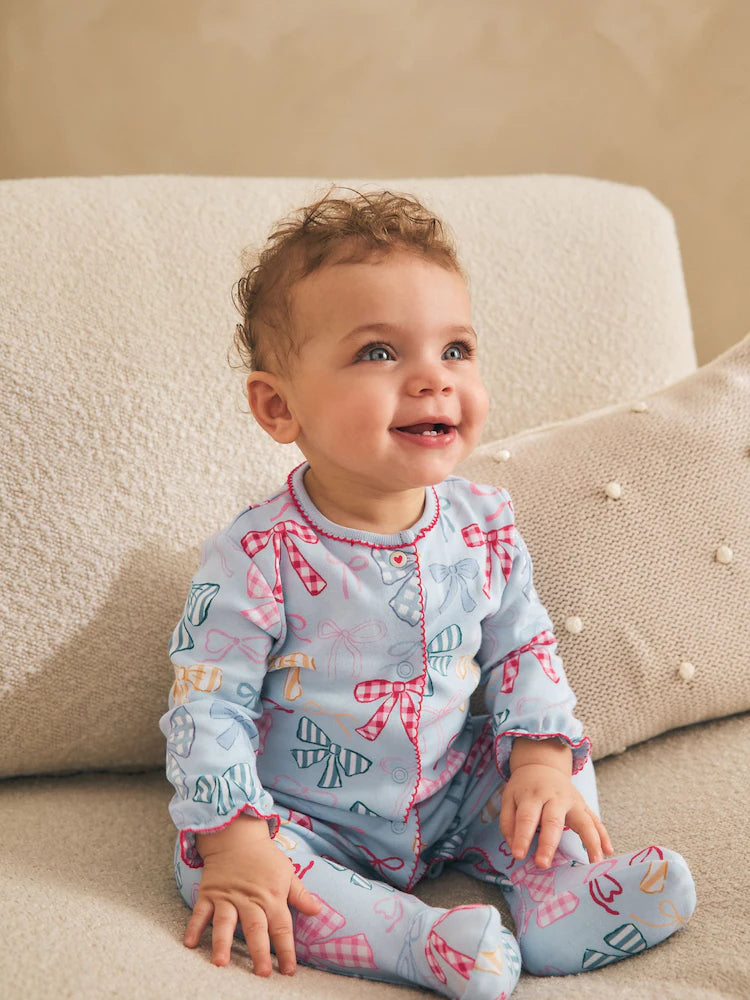 |BabyGirl| Kit Com 3 Macacões Para Bebé (Azul/Rosa) – 0 Meses Aos 2 Anos