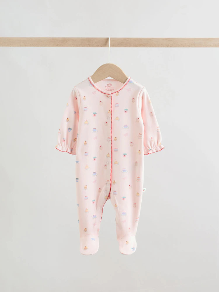 |BabyGirl| Kit Com 3 Macacões Para Bebé (Azul/Rosa) – 0 Meses Aos 2 Anos
