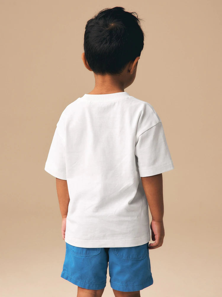 |Boy| Camiseta Branca De Manga Curta Com Estampa De Londres (3 meses a 7 anos)