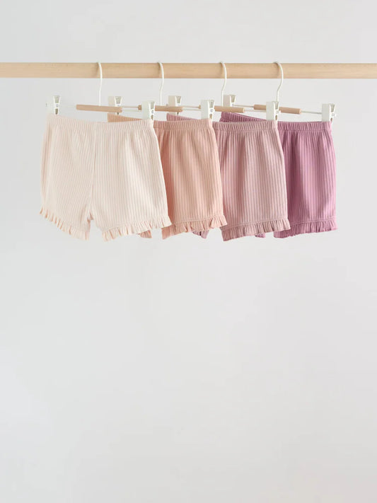 |BabyGirl| Conjunto De 4 Shorts Rosa Para Bebês (0 meses a 2 anos)