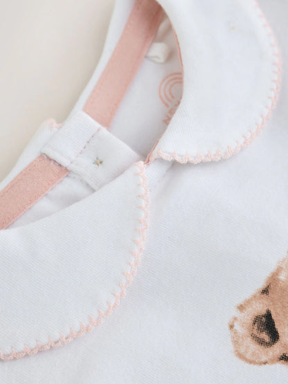 |BabyGirl| Conjunto De 2 Peças Com Camiseta e Legging De Ursinho (branco/azul) – Bebê (0 meses a 2 anos)