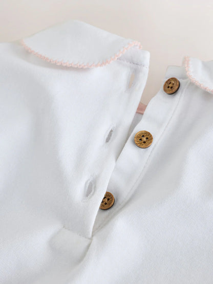 |BabyGirl| Conjunto De 2 Peças Com Camiseta e Legging De Ursinho (branco/azul) – Bebê (0 meses a 2 anos)