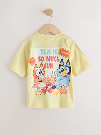 |Boy| Camiseta Amarela De Manga Curta Bluey (12 meses a 7 anos)