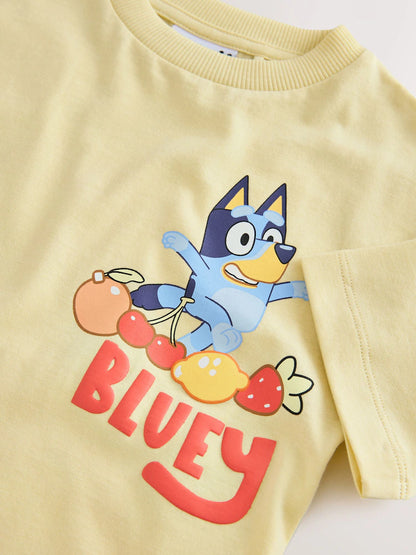 |Boy| Camiseta Amarela De Manga Curta Bluey (12 meses a 7 anos)