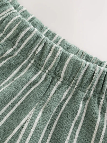 |Boy| Conjunto De 3 Pijamas Curtos Listrados Em Azul, Branco e Cinza (12 meses a 12 anos)